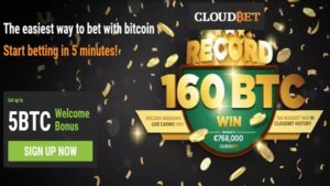 cloudbet 160 BTC casino kazancı