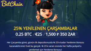 Betchain’den Her Çarşamba %25 Oranında 0.25 BTC Para Yatırma Bonusu