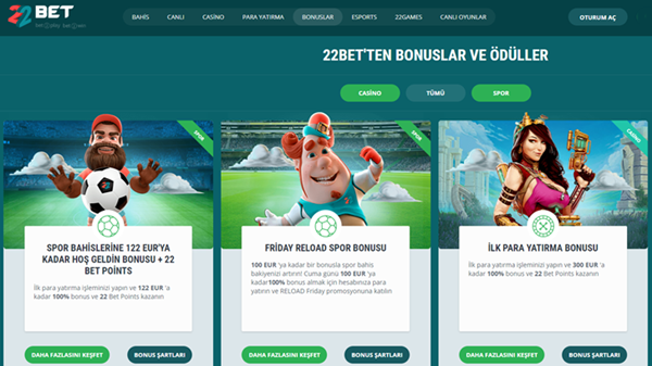 22bet bonus teklifleri